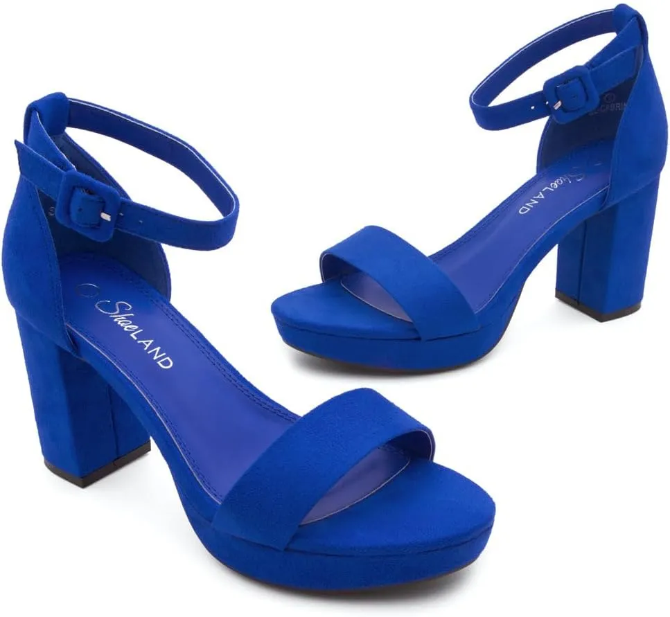 Shoe Land SL-Cabrini Women's Platform Heels, Open Toe Chunky Block Heeled Sandals with Ankle Strap – Dressy High Heel Sandals for Prom, Wedding, and Party