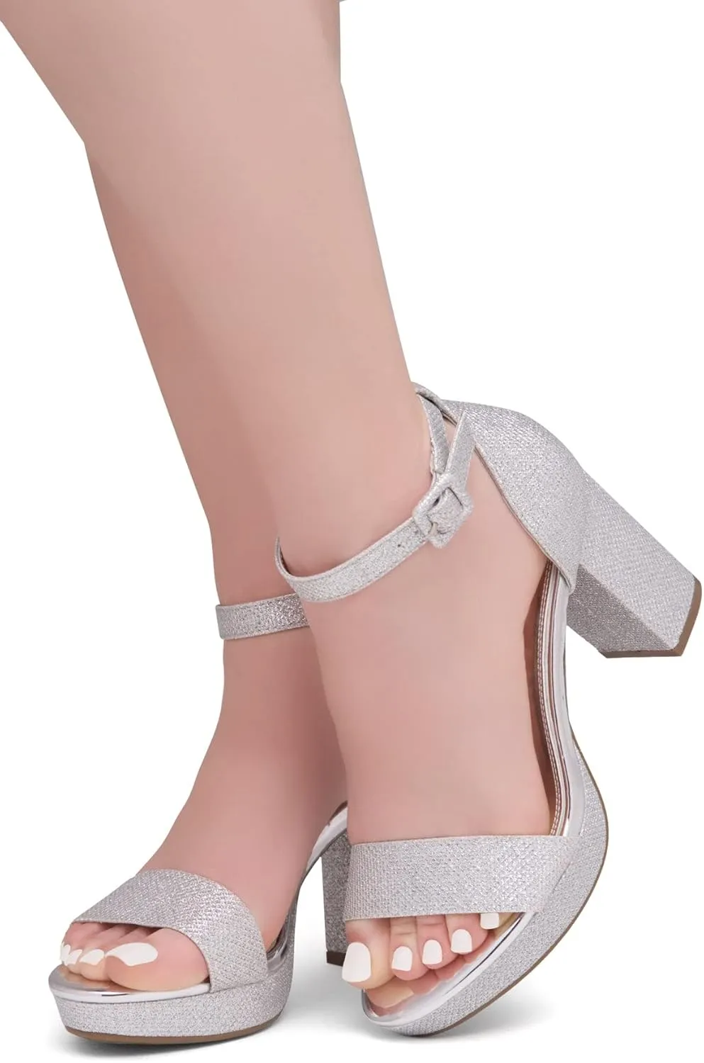 Shoe Land SL-Cabrini Women's Platform Heels, Open Toe Chunky Block Heeled Sandals with Ankle Strap – Dressy High Heel Sandals for Prom, Wedding, and Party