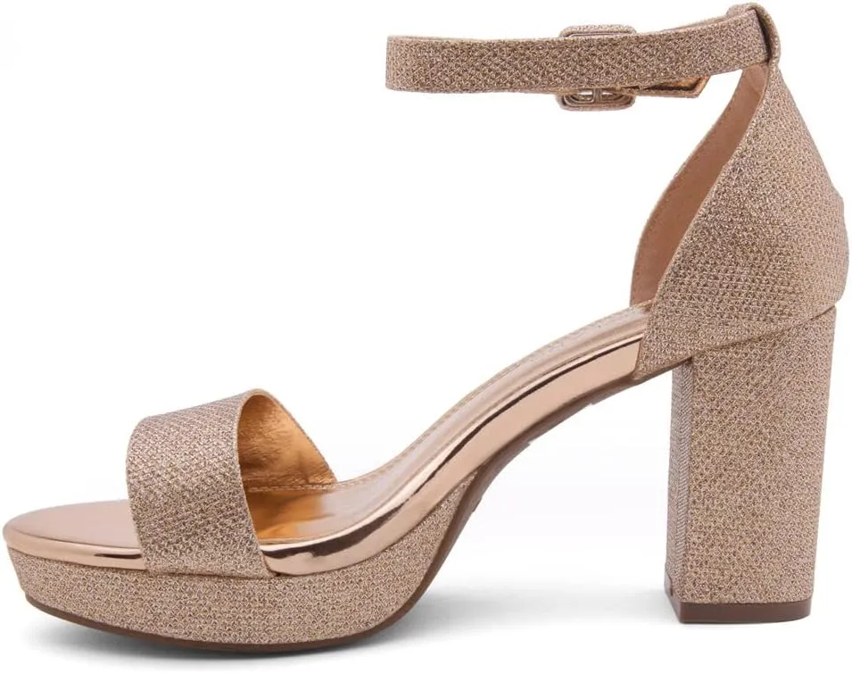 Shoe Land SL-Cabrini Women's Platform Heels, Open Toe Chunky Block Heeled Sandals with Ankle Strap – Dressy High Heel Sandals for Prom, Wedding, and Party