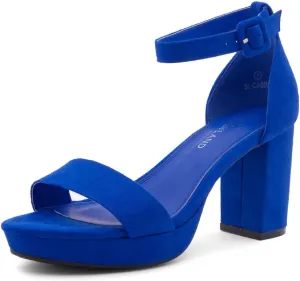 Shoe Land SL-Cabrini Women's Platform Heels, Open Toe Chunky Block Heeled Sandals with Ankle Strap – Dressy High Heel Sandals for Prom, Wedding, and Party