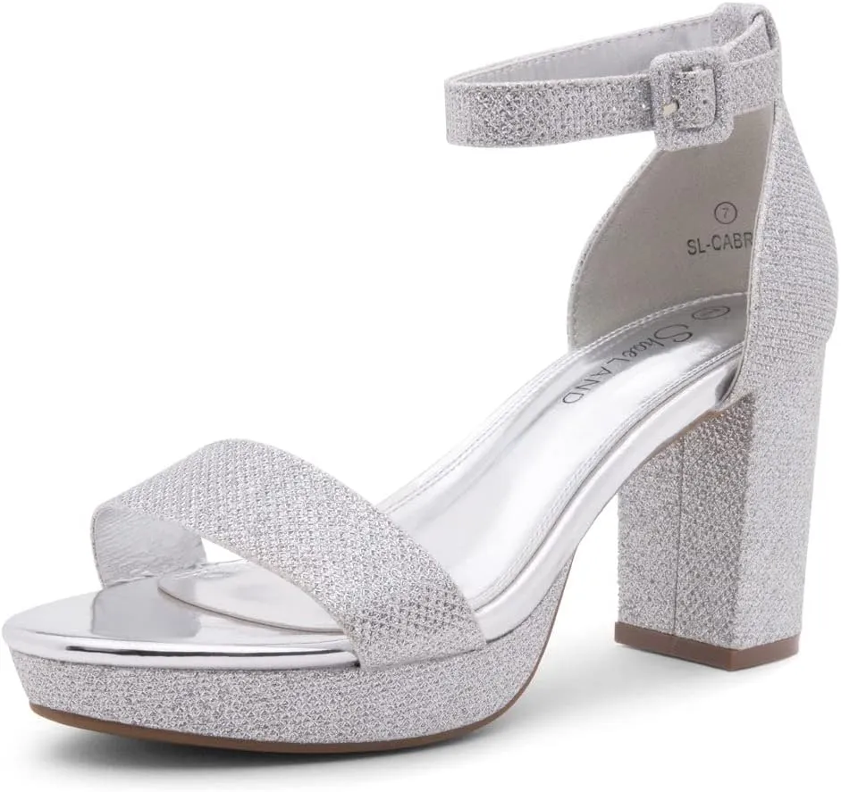 Shoe Land SL-Cabrini Women's Platform Heels, Open Toe Chunky Block Heeled Sandals with Ankle Strap – Dressy High Heel Sandals for Prom, Wedding, and Party
