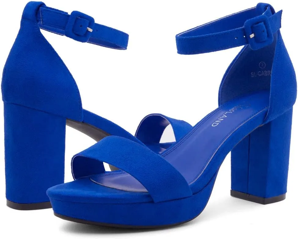 Shoe Land SL-Cabrini Women's Platform Heels, Open Toe Chunky Block Heeled Sandals with Ankle Strap – Dressy High Heel Sandals for Prom, Wedding, and Party