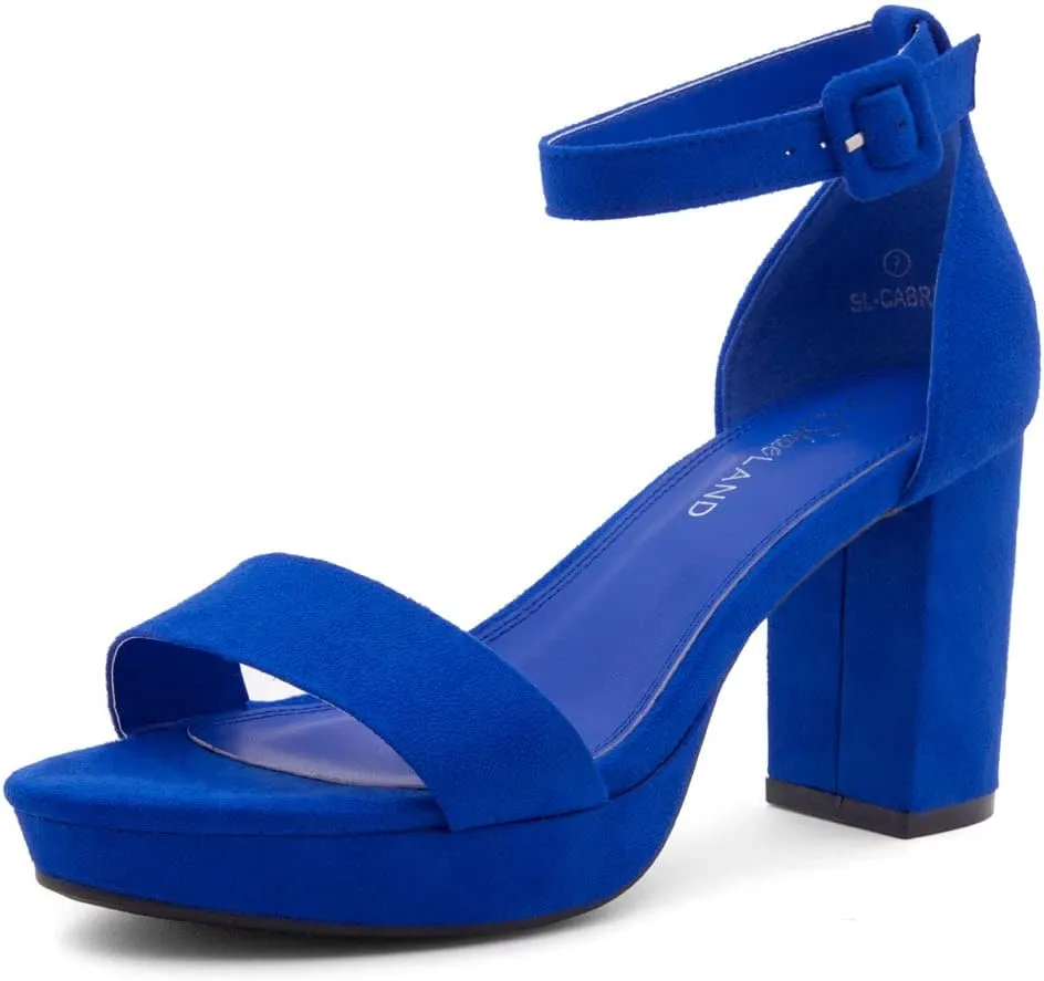 Shoe Land SL-Cabrini Women's Platform Heels, Open Toe Chunky Block Heeled Sandals with Ankle Strap – Dressy High Heel Sandals for Prom, Wedding, and Party