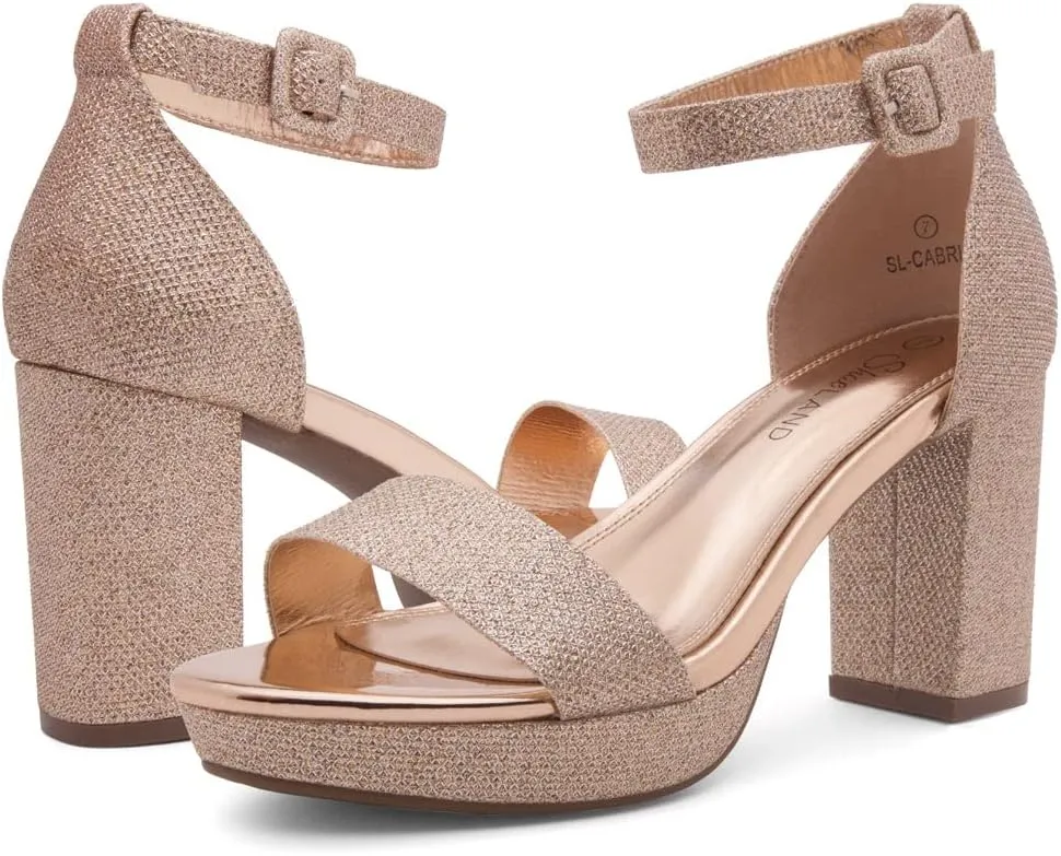 Shoe Land SL-Cabrini Women's Platform Heels, Open Toe Chunky Block Heeled Sandals with Ankle Strap – Dressy High Heel Sandals for Prom, Wedding, and Party