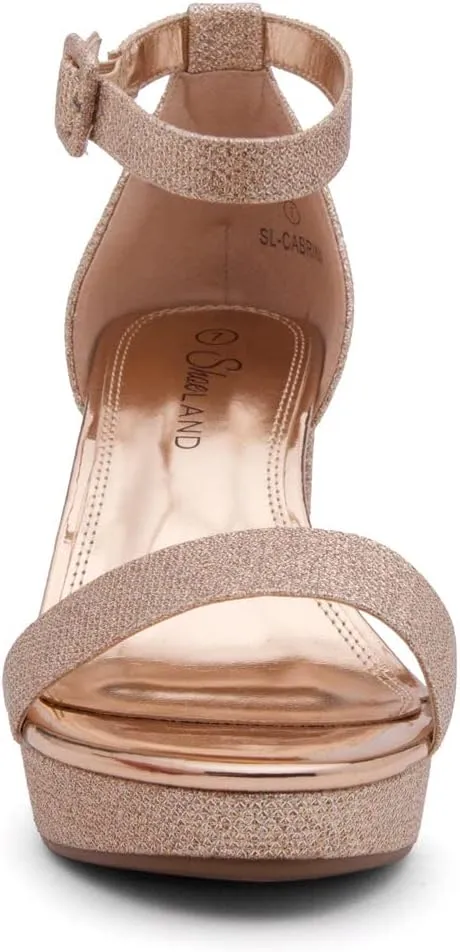 Shoe Land SL-Cabrini Women's Platform Heels, Open Toe Chunky Block Heeled Sandals with Ankle Strap – Dressy High Heel Sandals for Prom, Wedding, and Party