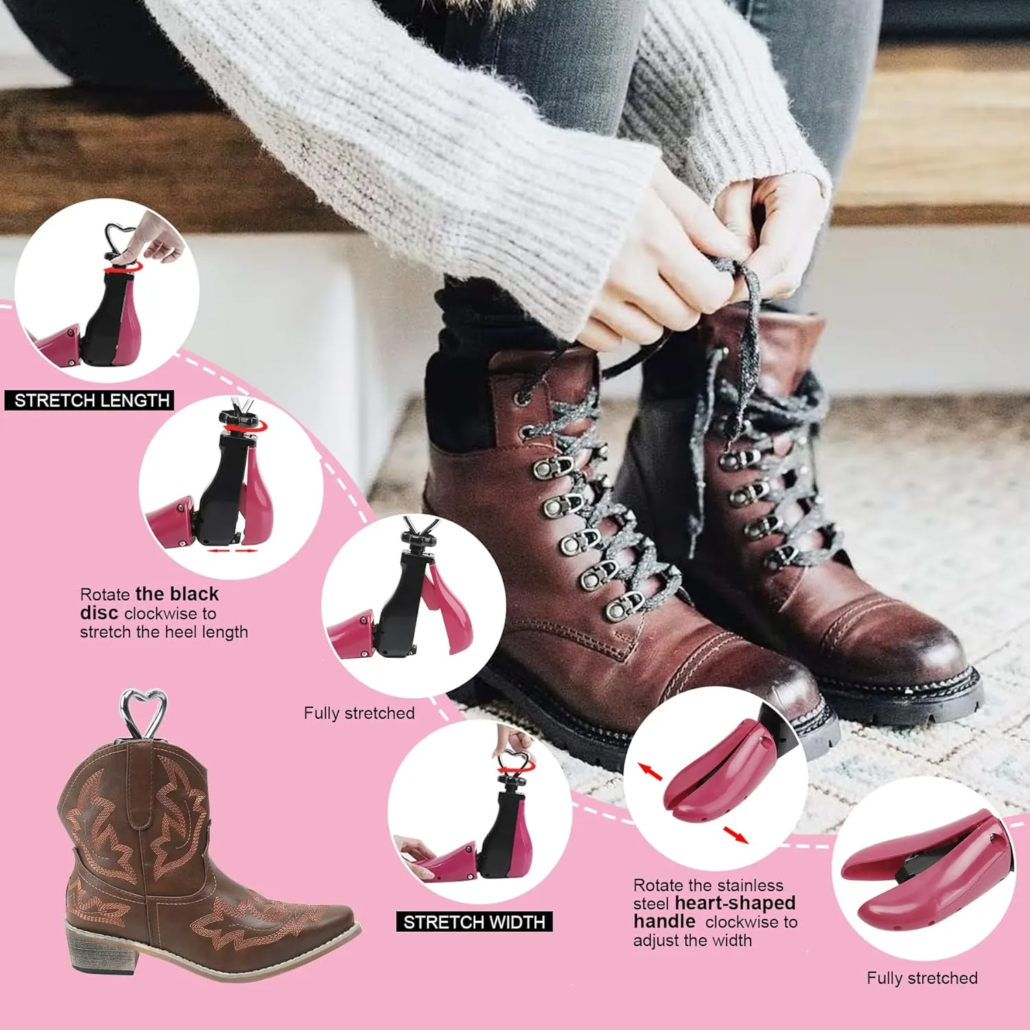 Shoe Stretchers for Sneakers Leather Cowboy Boots Stretcher For Men Women, Shoe Expander For Men Women
