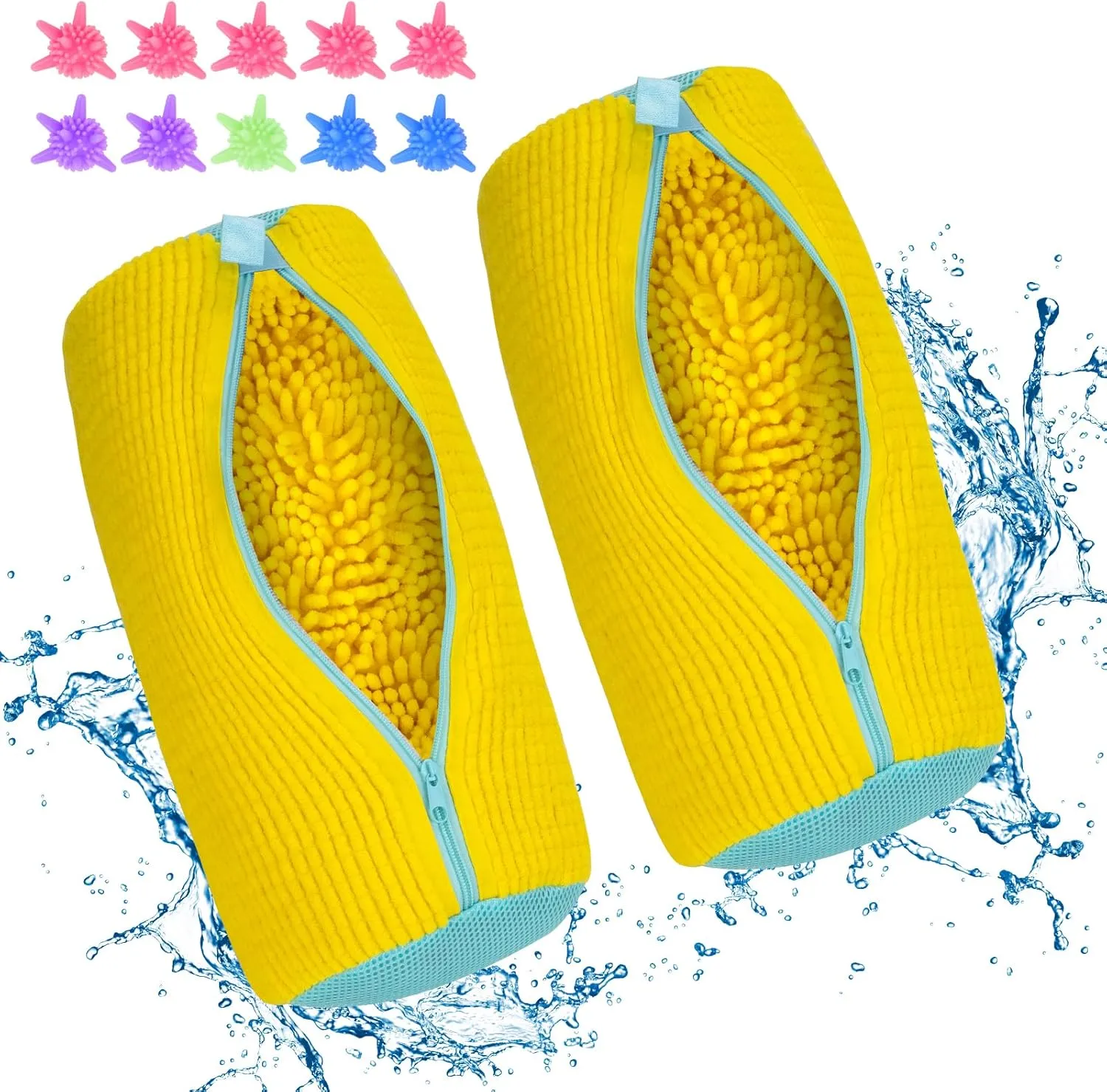 Shoe Washing Machine Bag, Sneaker Cleaner Kit with 10 Washer Balls for Gym Sneakers and Flats, Shoe Laundry Bag with Zipper Protection Design,Large Size for Women's, Men's, and Kid's Shoes