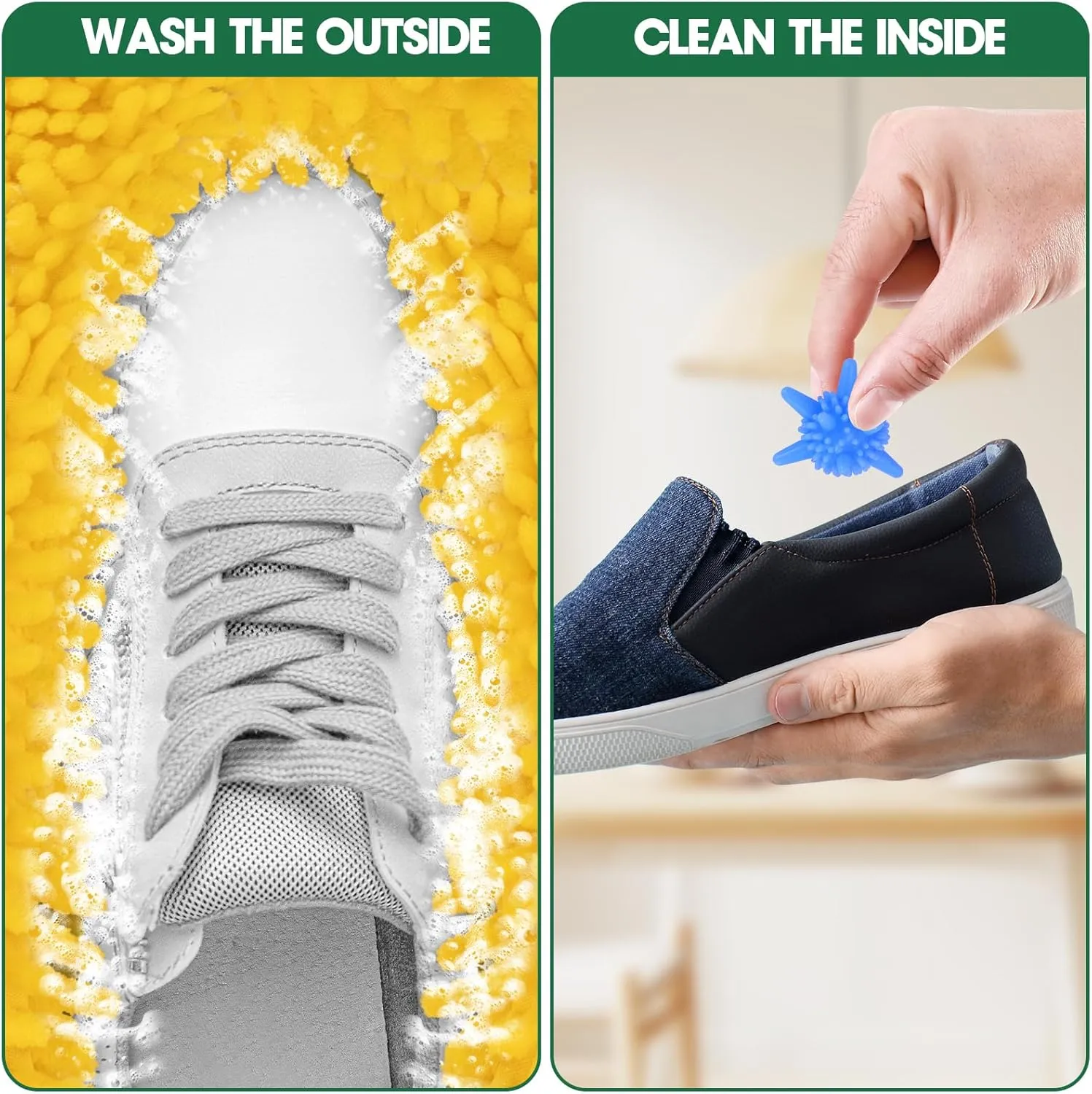 Shoe Washing Machine Bag, Sneaker Cleaner Kit with 10 Washer Balls for Gym Sneakers and Flats, Shoe Laundry Bag with Zipper Protection Design,Large Size for Women's, Men's, and Kid's Shoes