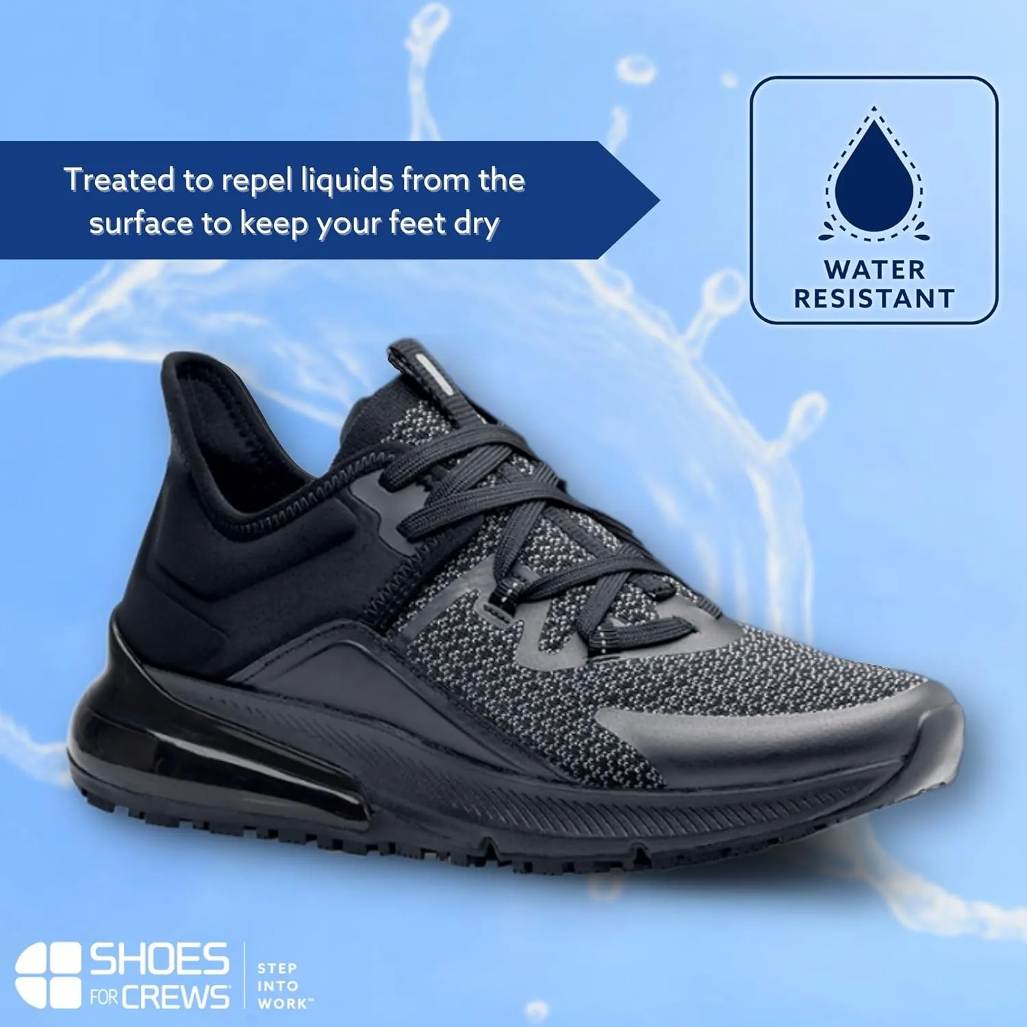 Shoes for Crews Brakly, Men's, Women's, Unisex Slip Resistant Work Shoes, Water Resistant Sneakers, Black or Black/Red