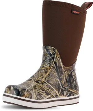 Showave Kid's Mid Calf Deck Boots Boys Girls Waterproof Insulated Rubber Rain Boots Durable Mud Boots for Cold Day