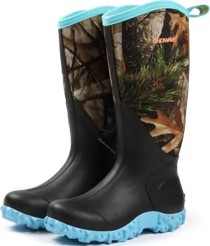 Showave Rain Boots for Women Waterproof Insulated Rubber Neoprene Boot Durable Mud Boots for Farming Raining Gardening Chore Work