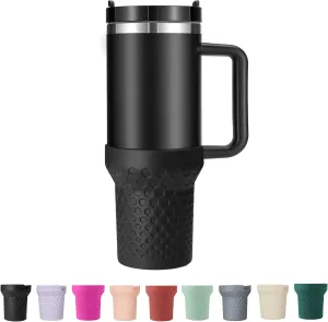 Silicone Boot for Stanley Cup Bottom Protector Sleeve Accessories for 40oz Tumbler (Black)