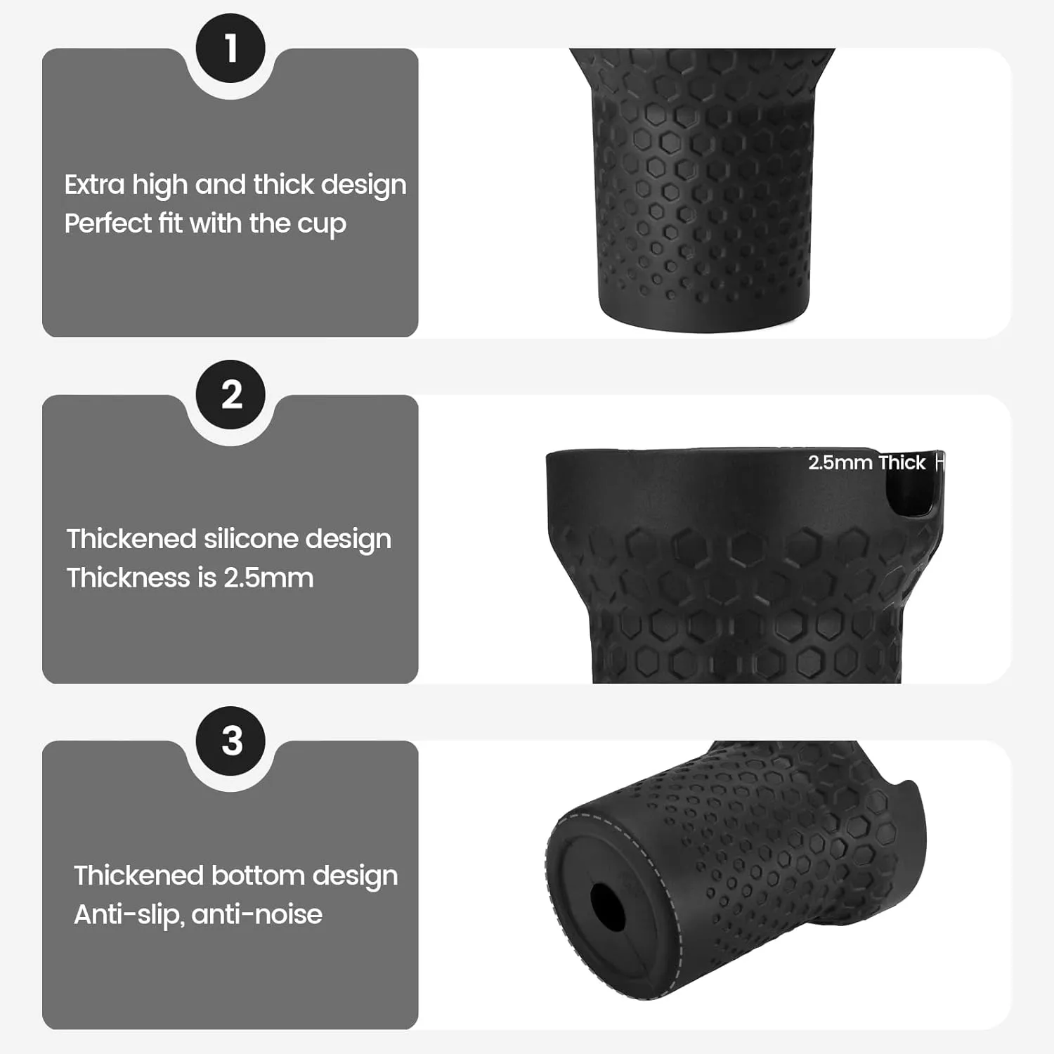 Silicone Boot for Stanley Cup Bottom Protector Sleeve Accessories for 40oz Tumbler (Black)
