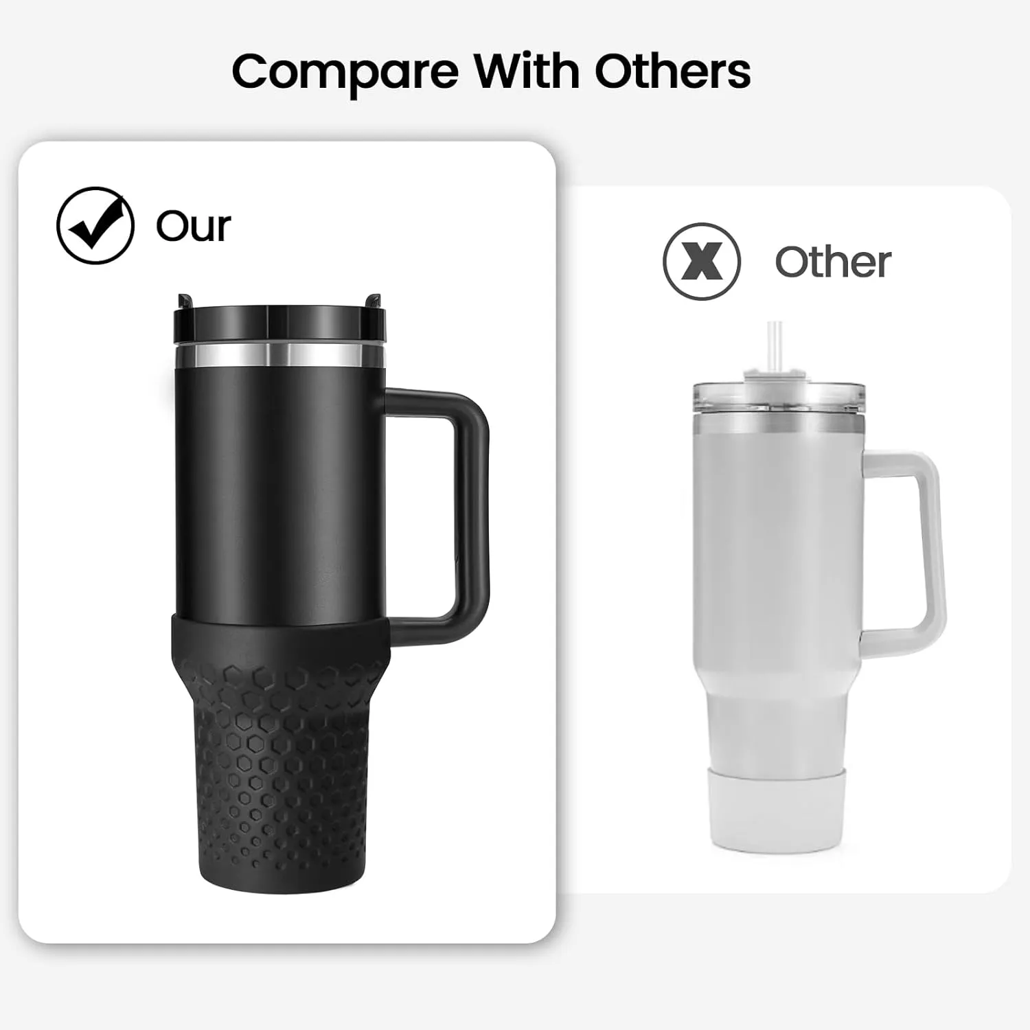 Silicone Boot for Stanley Cup Bottom Protector Sleeve Accessories for 40oz Tumbler (Black)