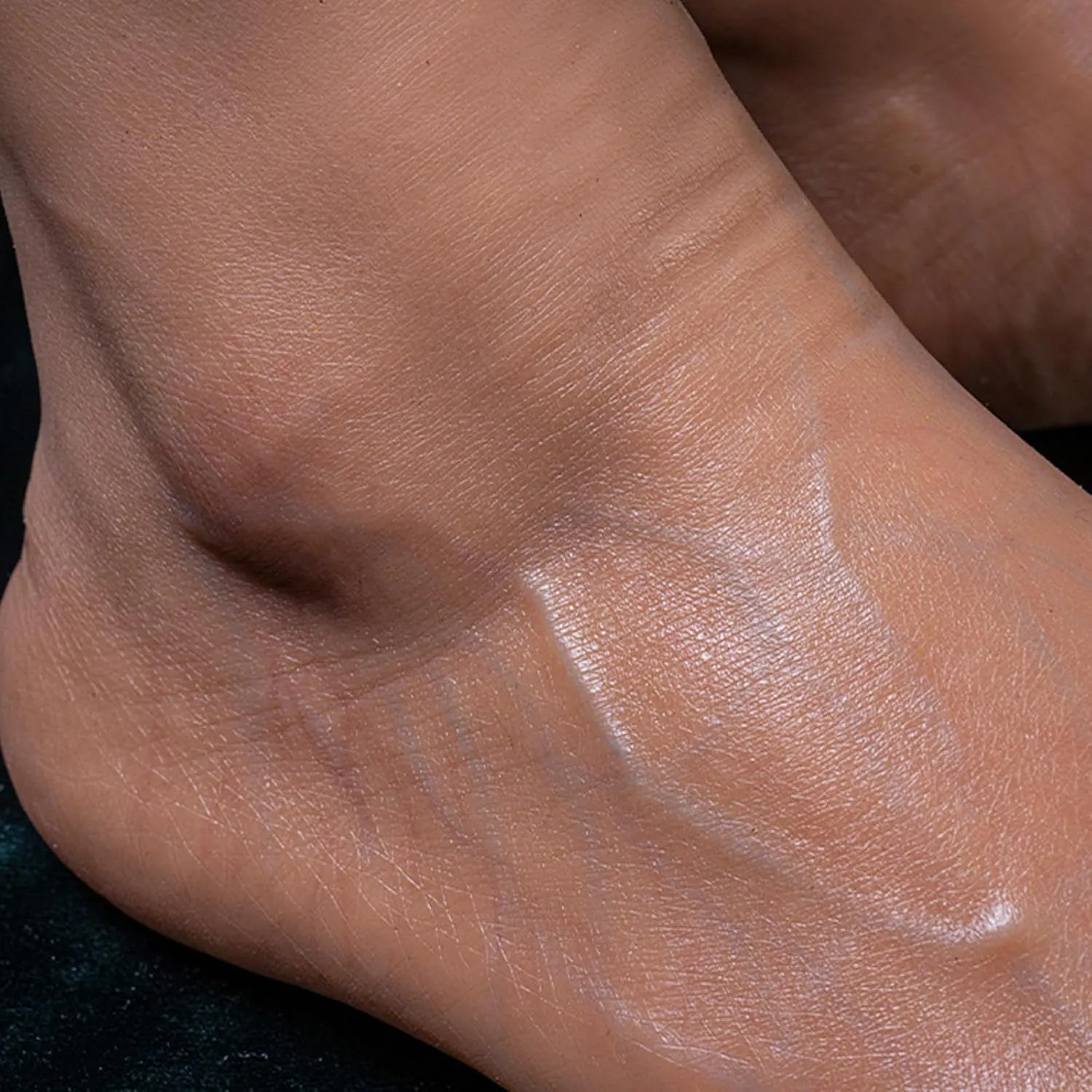 Silicone Foot with Bone, Wheat Skin Female Silicone Mannequin Feet Lifesize Realistic Fake Foot Model for Display Jewelry, Sandal, Sock ,1Pair,Bone