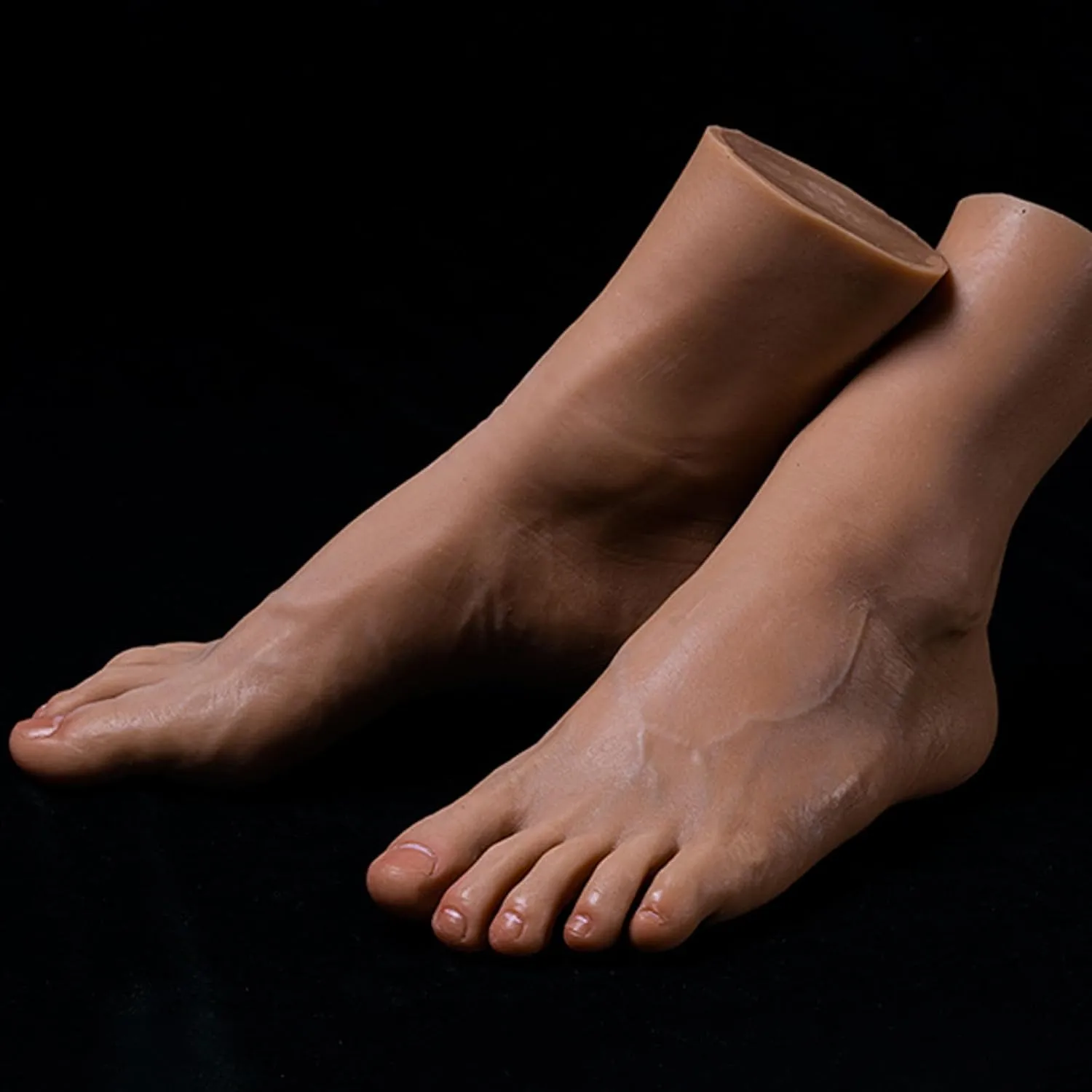 Silicone Foot with Bone, Wheat Skin Female Silicone Mannequin Feet Lifesize Realistic Fake Foot Model for Display Jewelry, Sandal, Sock ,1Pair,Bone
