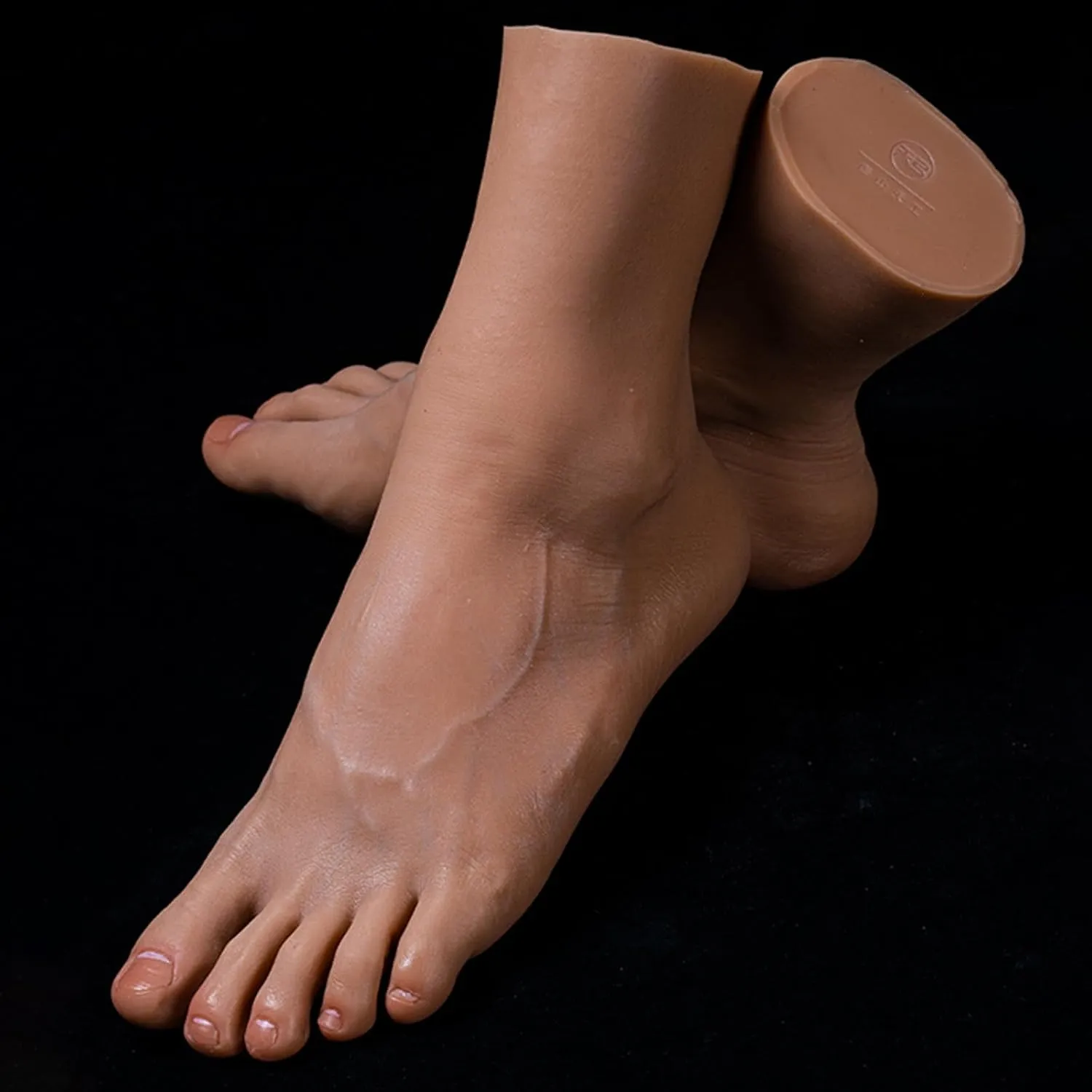 Silicone Foot with Bone, Wheat Skin Female Silicone Mannequin Feet Lifesize Realistic Fake Foot Model for Display Jewelry, Sandal, Sock ,1Pair,Bone