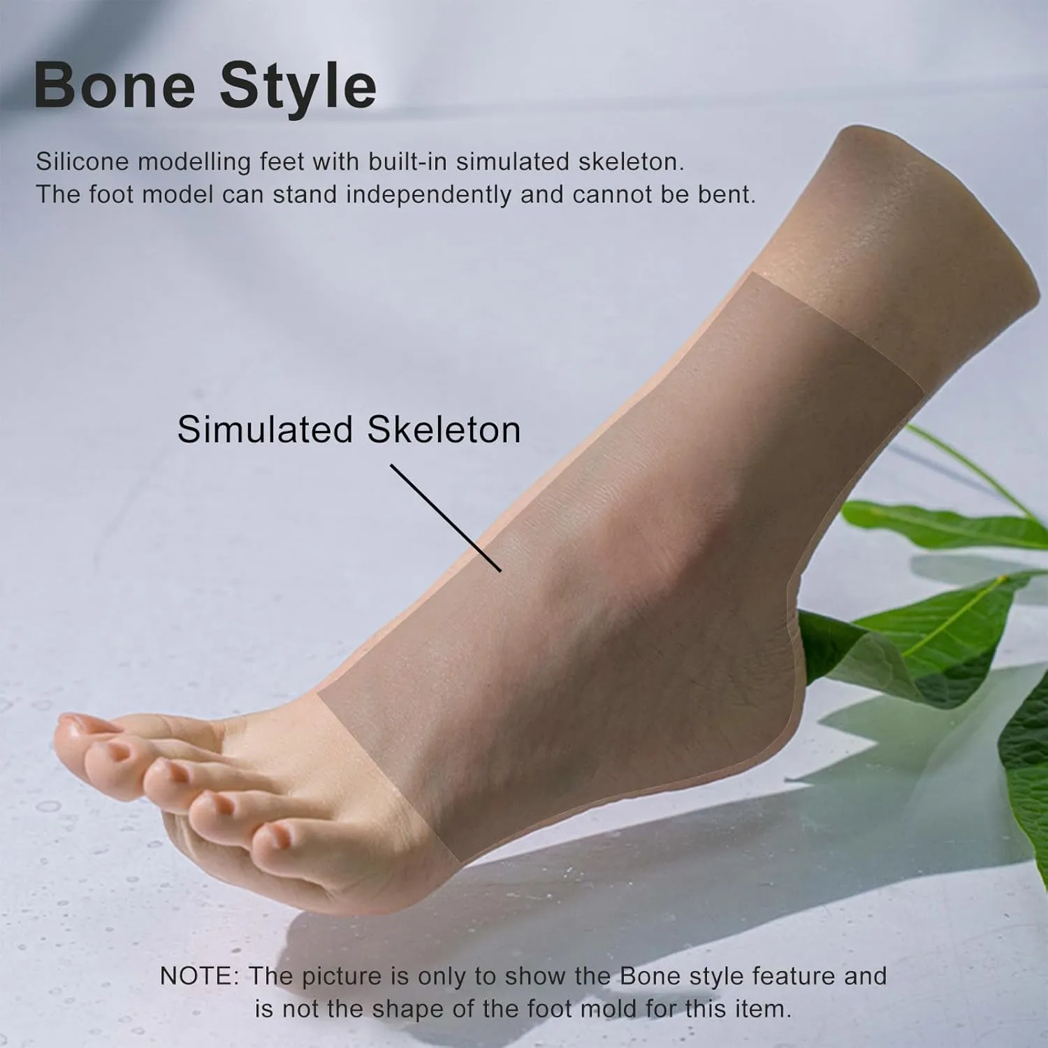 Silicone Foot with Bone, Wheat Skin Female Silicone Mannequin Feet Lifesize Realistic Fake Foot Model for Display Jewelry, Sandal, Sock ,1Pair,Bone