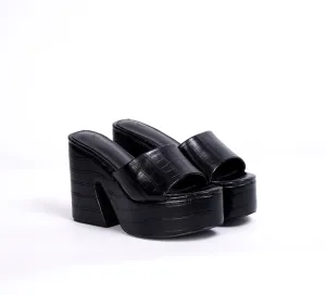 Simi Black Platform Slippers