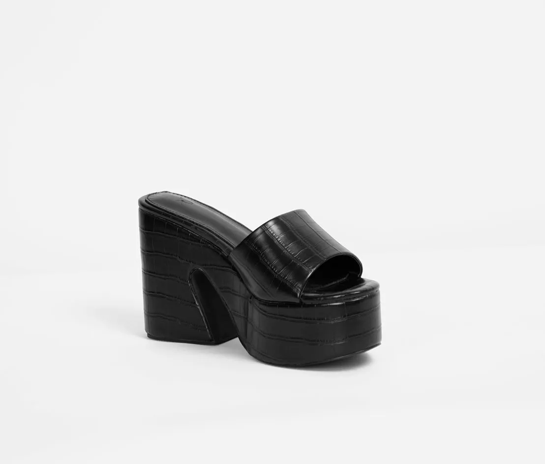 Simi Black Platform Slippers