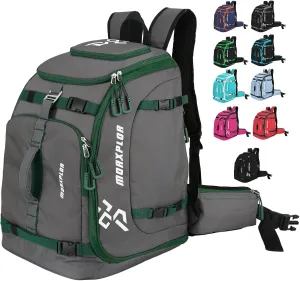 Ski Boot Bag - 65L Padded, Waterproof Ski Travel Backpack for Gear & Accessories