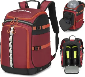 Ski Boot Bag, 65L Ski Boot Travel Backpack for Ski Helmet, Goggles, Gloves, Skis, Snowboard & Accessories, Waterproof Ski Bag, Durable and Stylish