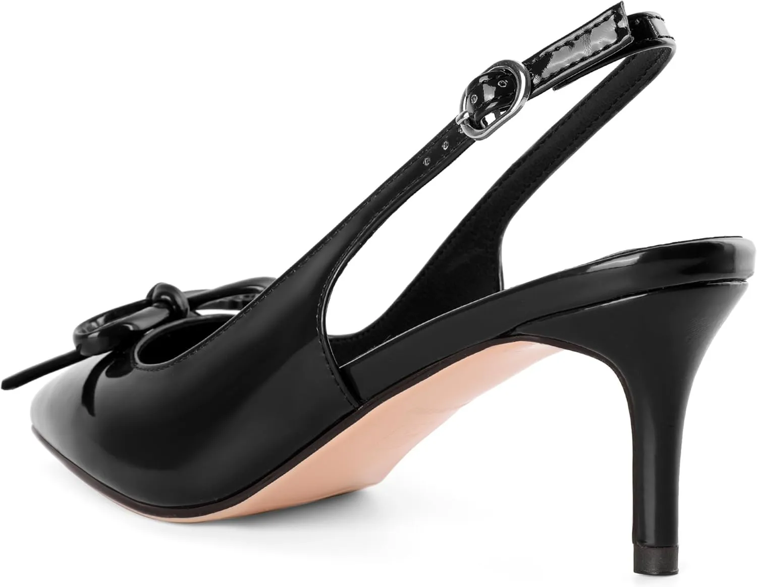 Slingback Kitten Heels for Women Mid Heel Pumps with Bow Pointed Toe Pumps for Casual Elegant Comfortable 2.5 Inch Low Heel Pumps