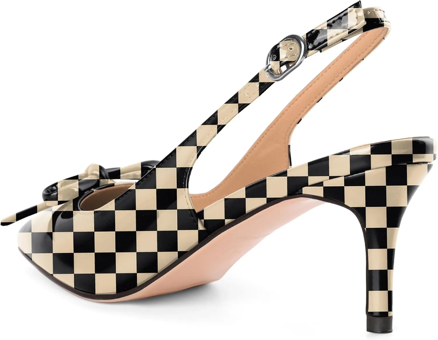 Slingback Kitten Heels for Women Mid Heel Pumps with Bow Pointed Toe Pumps for Casual Elegant Comfortable 2.5 Inch Low Heel Pumps
