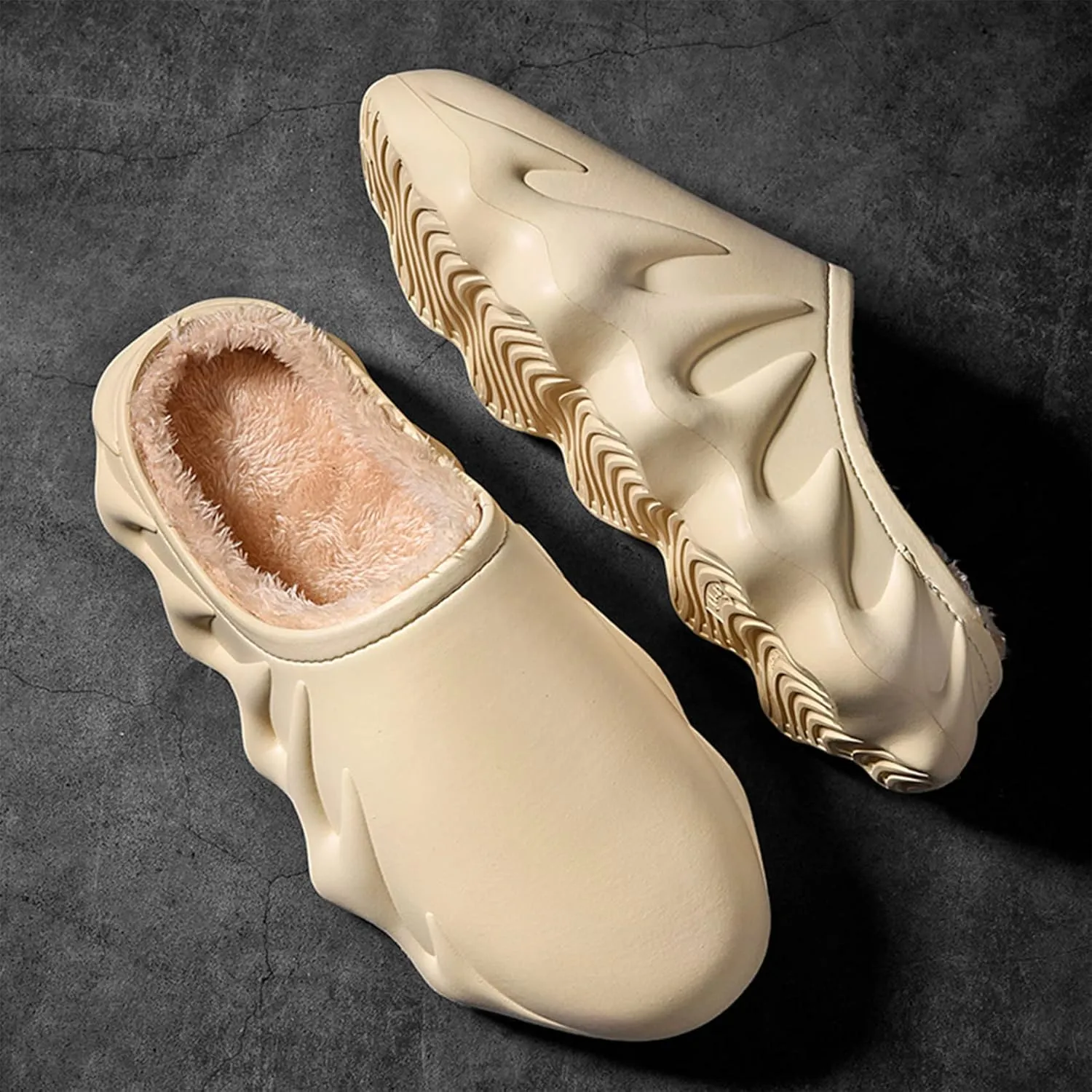 Slippers for Woman Mens Indoor Outdoor EVA Waterproof Fur Lined Clog Memory Foam House Slippers