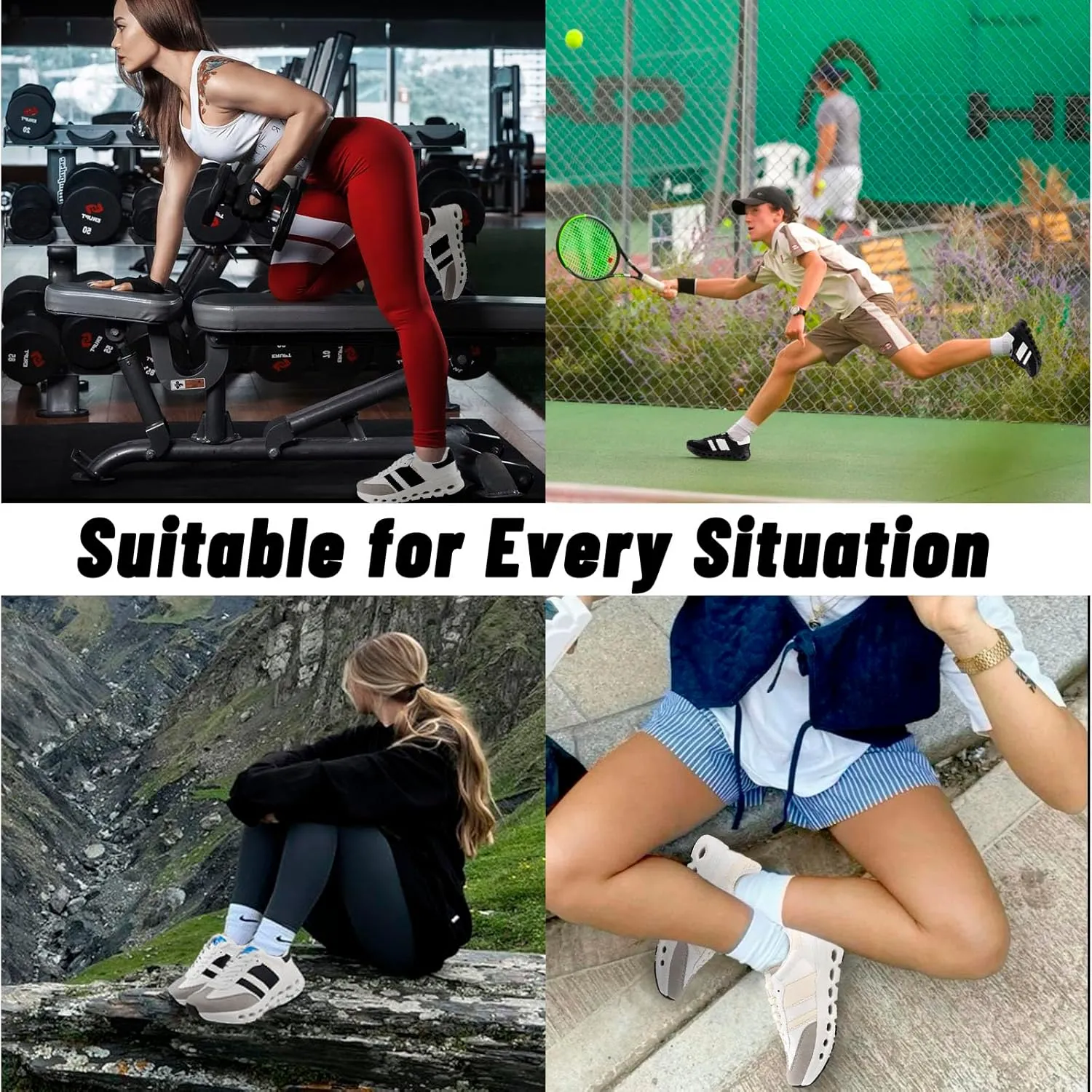 Sneakers for Women Men Non-Slip Work Shoes Casual Lace-Up Tennis Shoes Womens Fashion Sneakers - Lightweight Arch Support All-Day Comfort Sneakers
