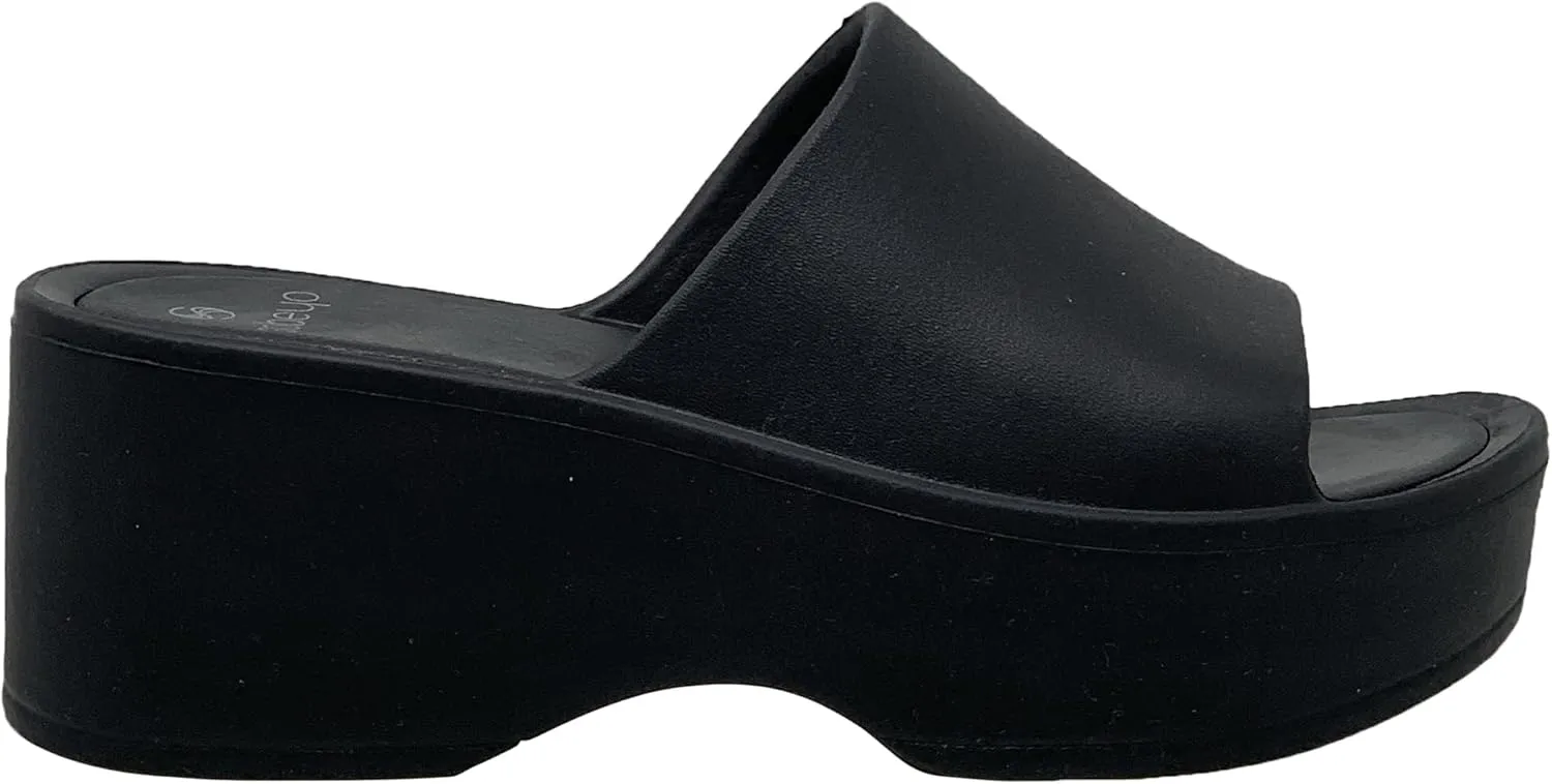 SOBEYO Women's One Band Slide Wedge Platform Sandals Slip-On Flip Flops EVA Soft Light-Weight Sole