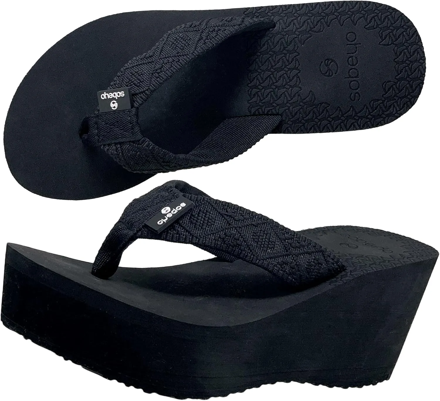 SOBEYO Women's Wedge Platform Sandals EVA Soft Light-Weight Sole Flip Flop Thong