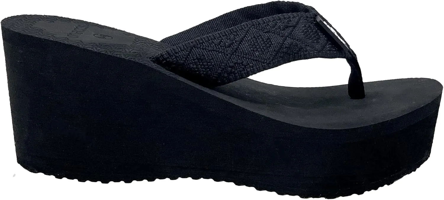 SOBEYO Women's Wedge Platform Sandals EVA Soft Light-Weight Sole Flip Flop Thong