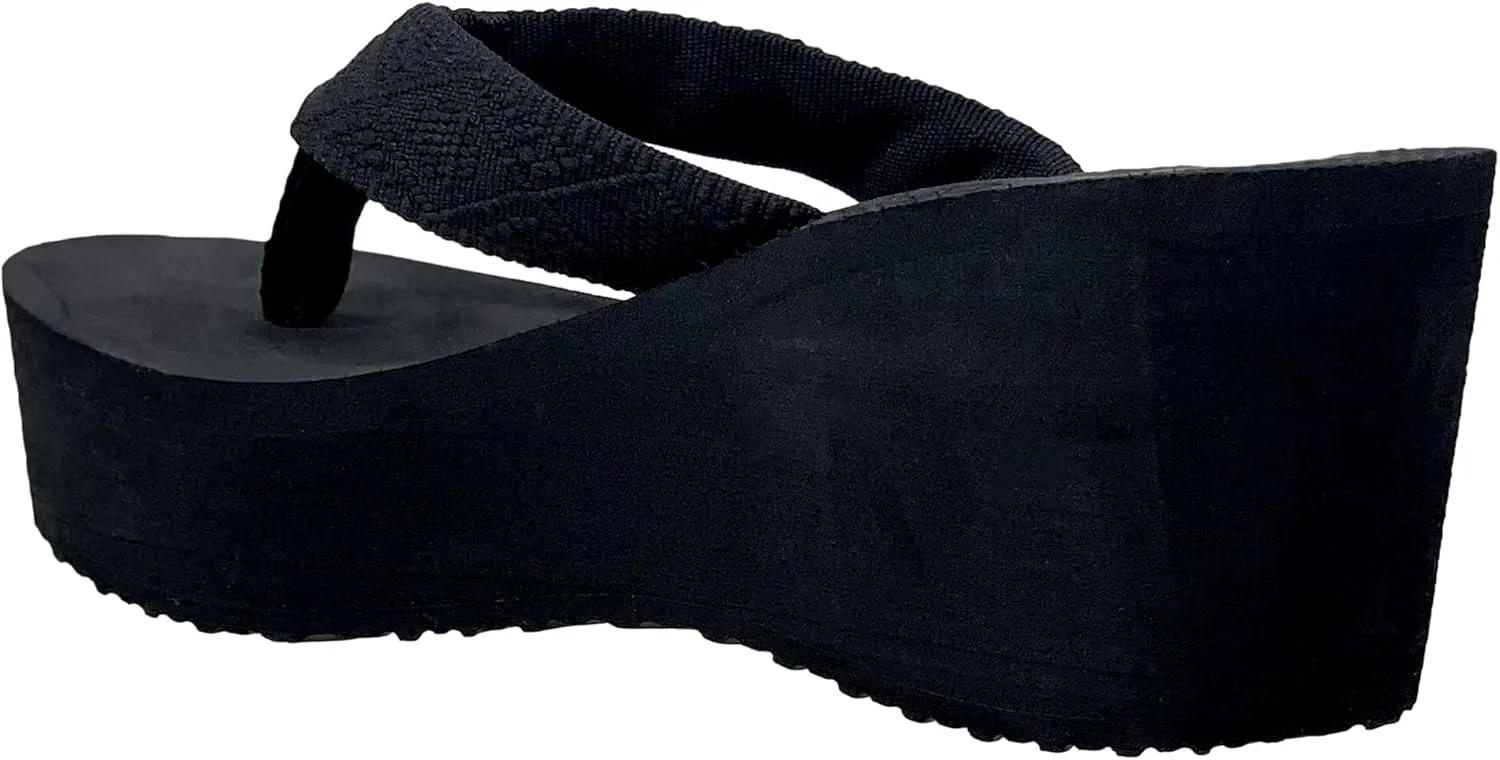 SOBEYO Women's Wedge Platform Sandals EVA Soft Light-Weight Sole Flip Flop Thong