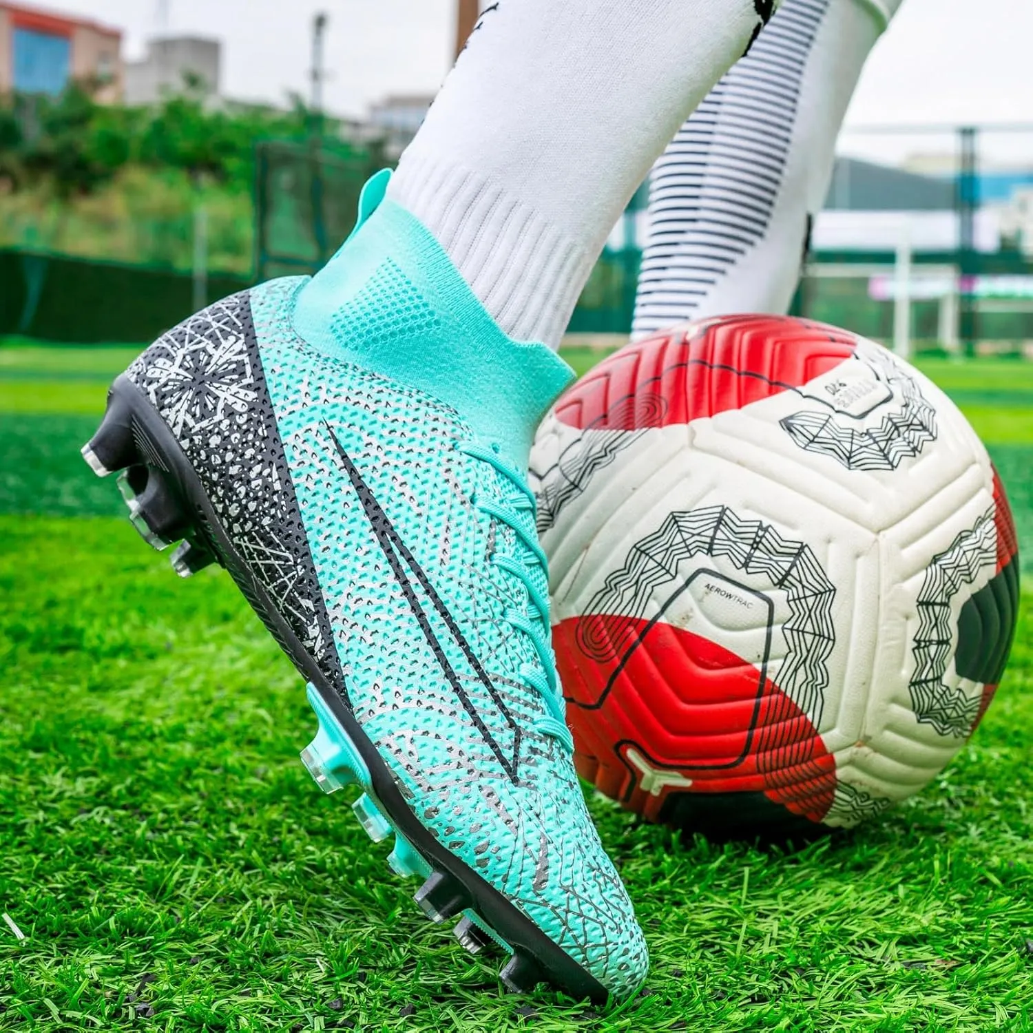 Soccer Cleats for Mens Womens Turf Soccer Shoes Indoor Footall Cleats High Ankle TF AG FG Football Boots Wide Training Sneaker