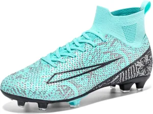 Soccer Cleats for Mens Womens Turf Soccer Shoes Indoor Footall Cleats High Ankle TF AG FG Football Boots Wide Training Sneaker
