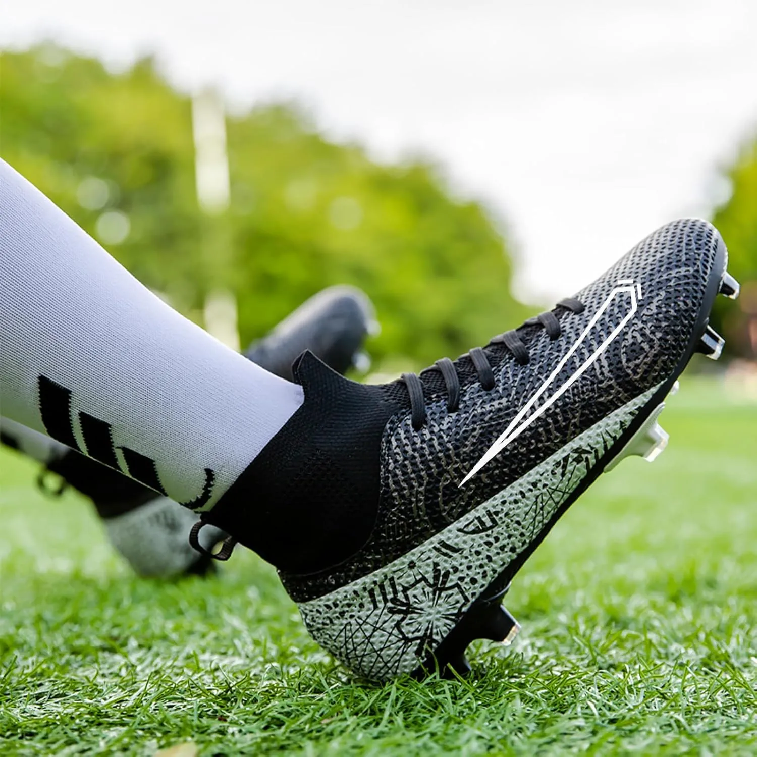 Soccer Cleats for Mens Womens Turf Soccer Shoes Indoor Footall Cleats High Ankle TF AG FG Football Boots Wide Training Sneaker