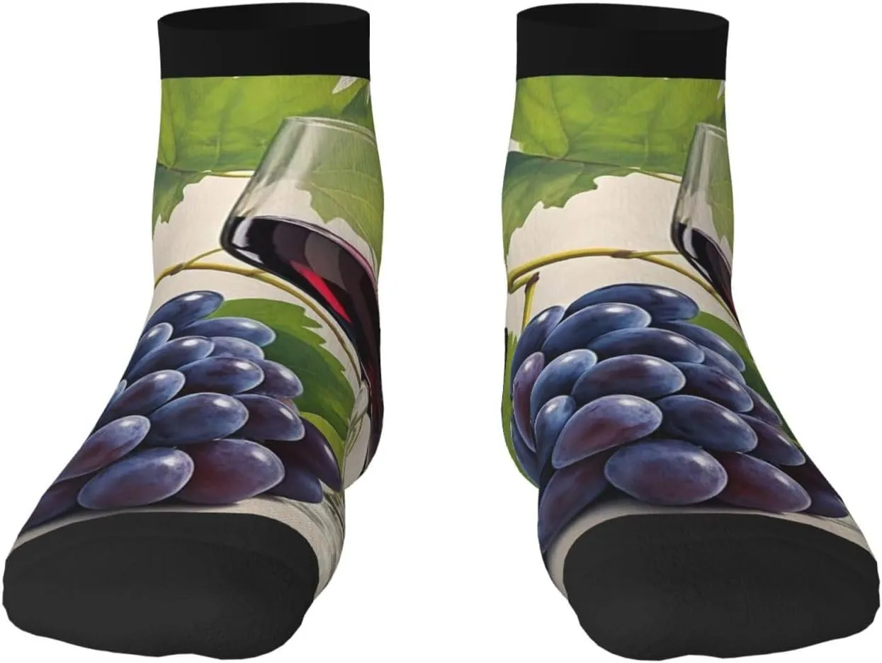 Socks for Women Men Breathable Moisture Wicking Boot Socks Grape Wine Warm Calf Socks