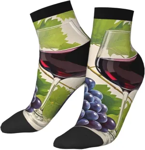 Socks for Women Men Breathable Moisture Wicking Boot Socks Grape Wine Warm Calf Socks