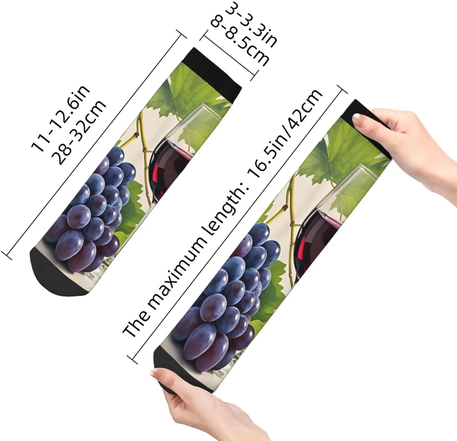 Socks for Women Men Breathable Moisture Wicking Boot Socks Grape Wine Warm Calf Socks