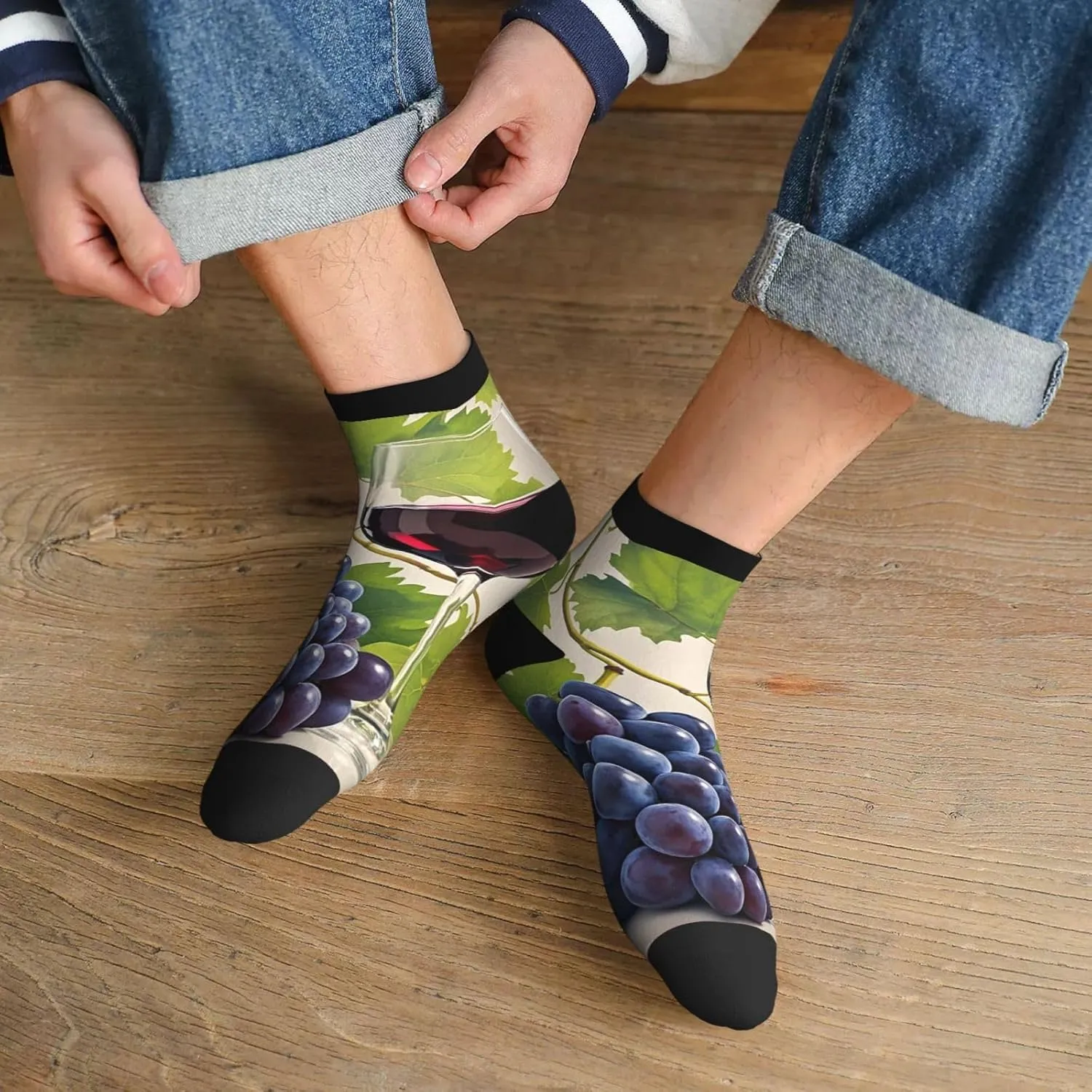 Socks for Women Men Breathable Moisture Wicking Boot Socks Grape Wine Warm Calf Socks