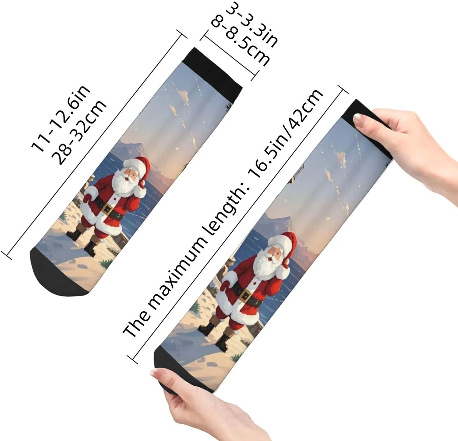 Socks for Women Men Breathable Moisture Wicking Boot Socks Santa Claus Lighthouse Warm Calf Socks