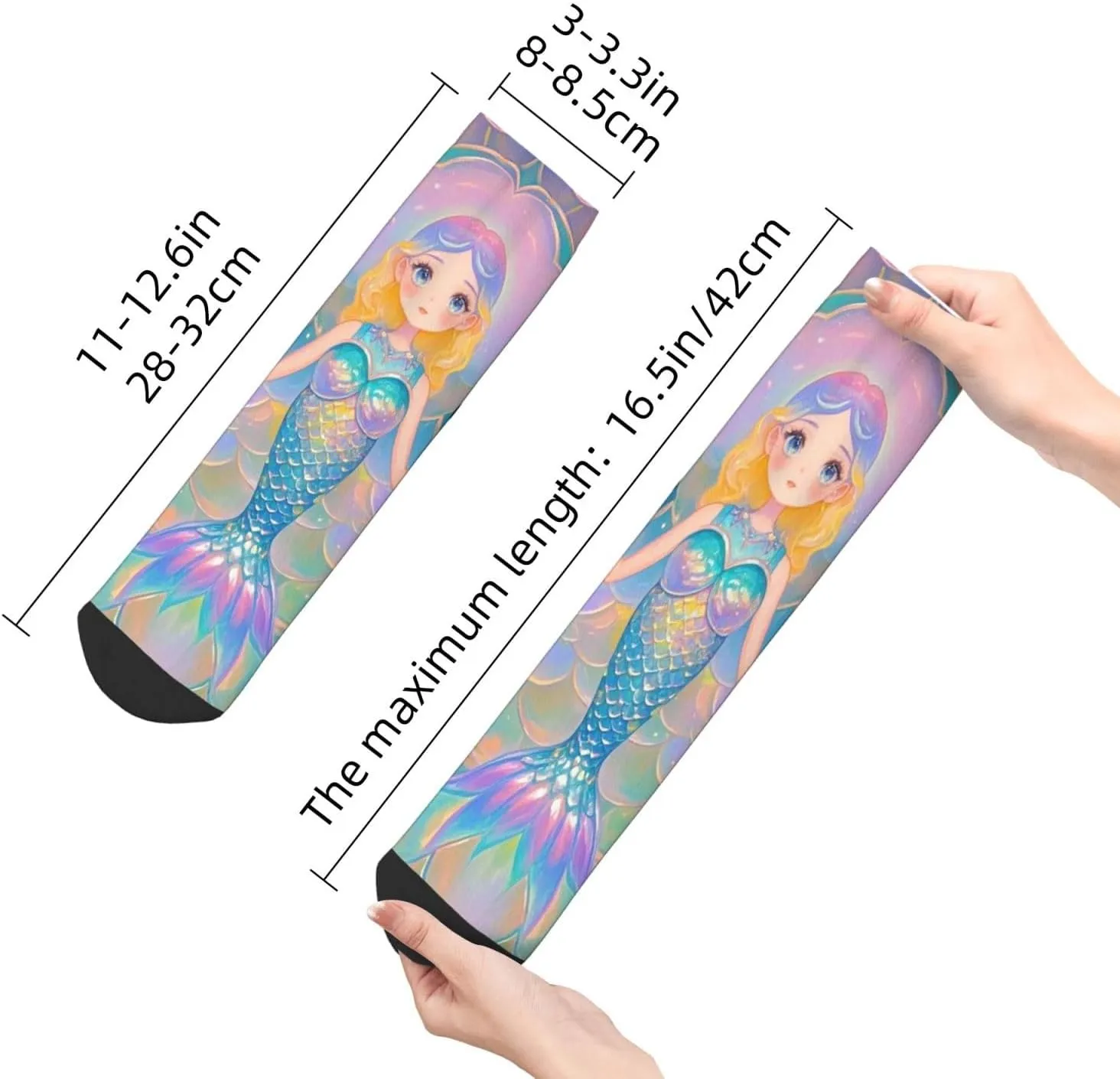 Socks for Women Men Breathable Warm Boot Socks Dreamy Gradient Mermaid Scales Calf Socks for Hiking Work