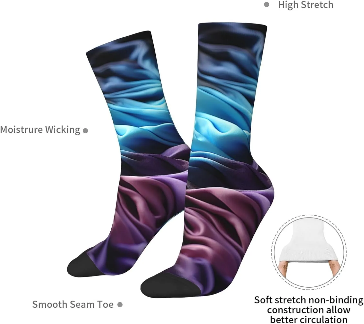 Socks for Women Men Gradient Fabric Boot Socks Breathable Warm Calf Socks for Hiking Work