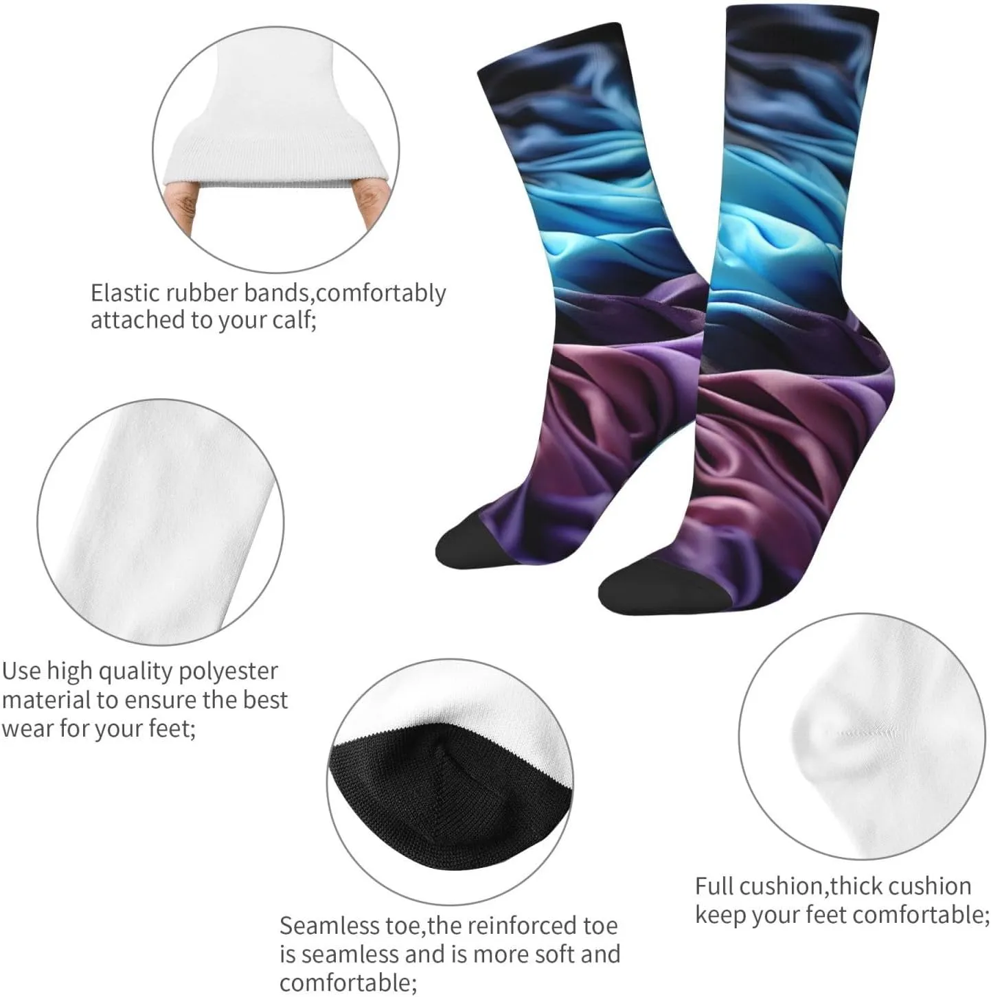 Socks for Women Men Gradient Fabric Boot Socks Breathable Warm Calf Socks for Hiking Work