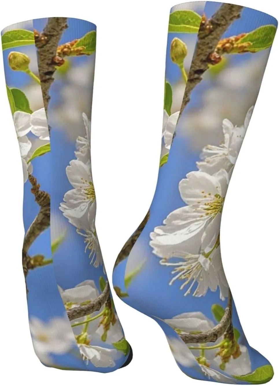 Socks for Women Men Warm Breathable Boot Socks Cherry Blossoms Calf Socks Crew Sock for Hiking