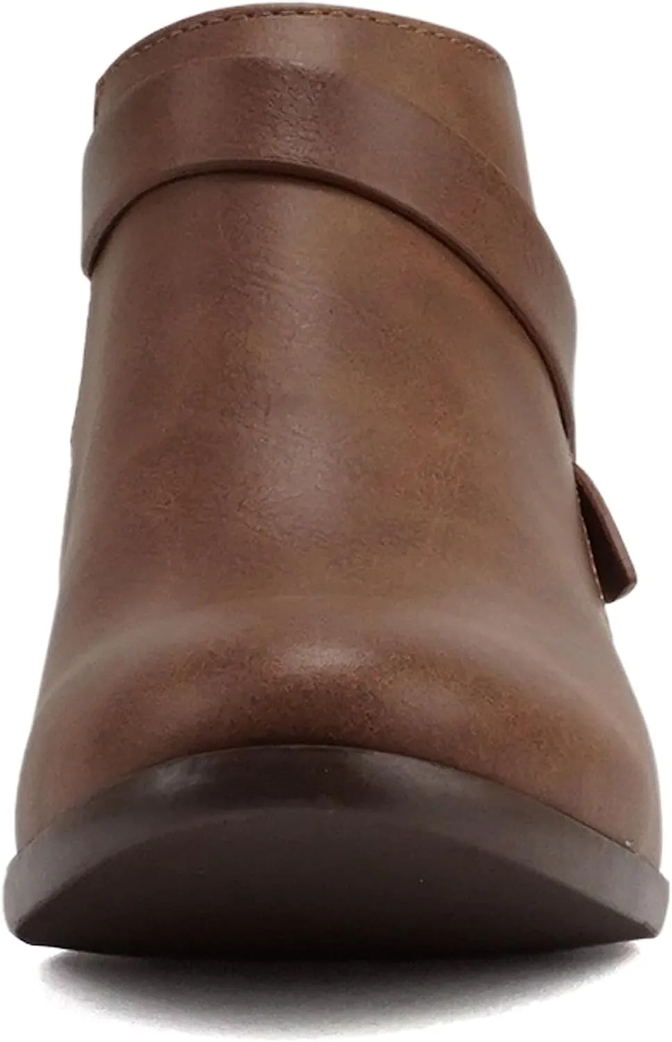 Soda SWEETEN Women's Fashion Closed Toe Multi Strap Ankle Bootie Block Heel (Wide Fit Available)