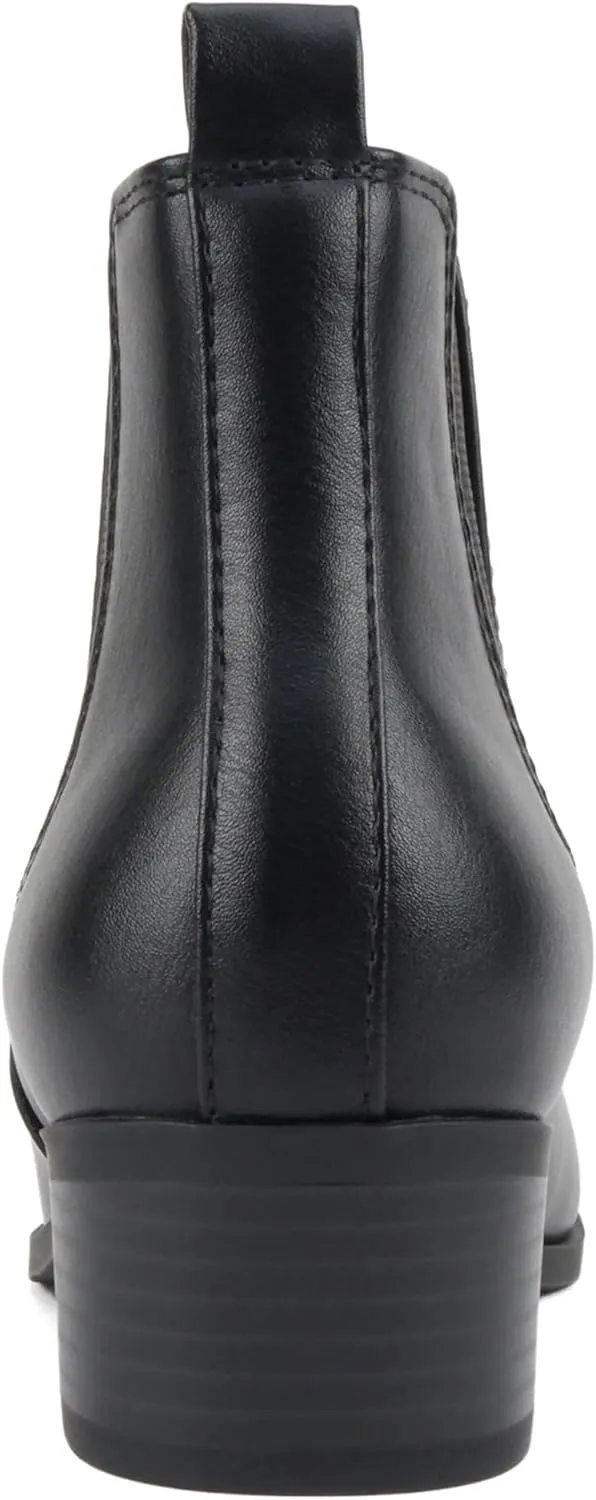 Soda TEAPOT ~ WOMEN STACK LOW BLOCK HEEL CHELSEA FASHION ANKLE BOOTIE W/DOUBLE ELASTIC GORE