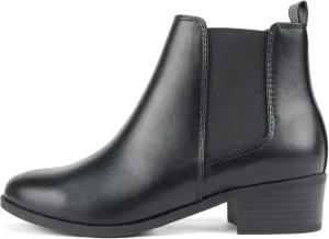 Soda TEAPOT ~ WOMEN STACK LOW BLOCK HEEL CHELSEA FASHION ANKLE BOOTIE W/DOUBLE ELASTIC GORE