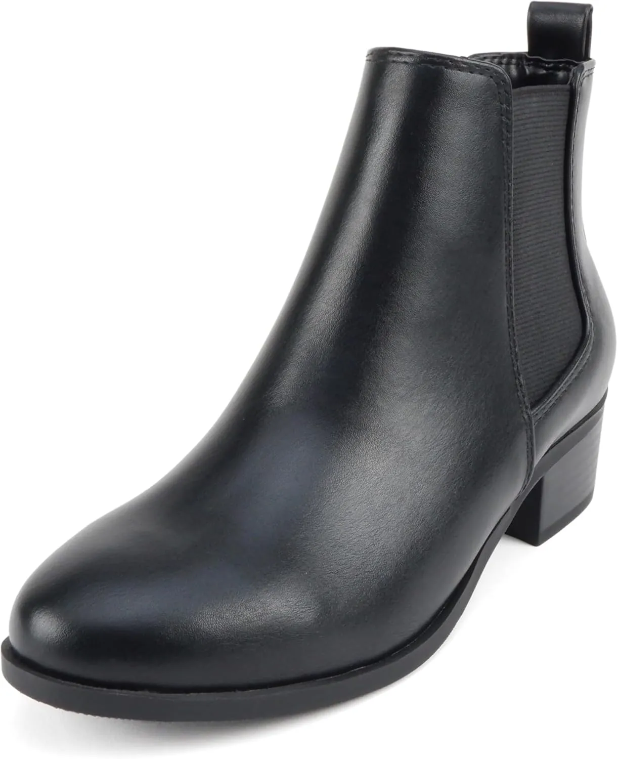 Soda TEAPOT ~ WOMEN STACK LOW BLOCK HEEL CHELSEA FASHION ANKLE BOOTIE W/DOUBLE ELASTIC GORE